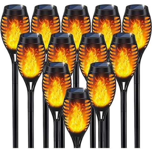 Solar Flame Torch Lights for Garden Decor, 12Pack Solar Lights Outdoor - Picture 7 of 7